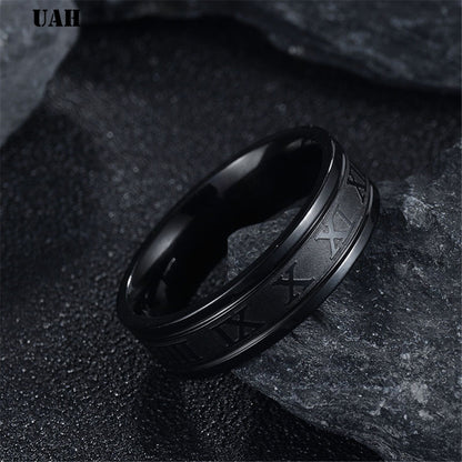 Stainless Steel Roman Numerals Rings